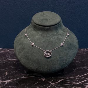 18 Carat White Gold Topaz Studded Insignia Necklace